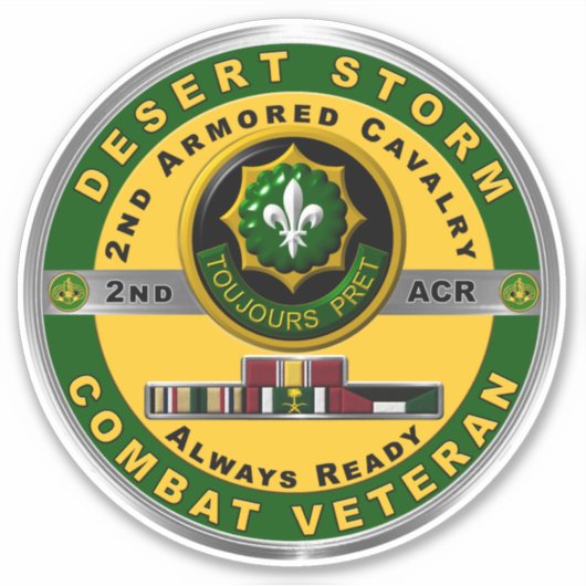 Armored Cavalry Regiment Wüste Sturm Auto Aufkleber (Vorderseite)