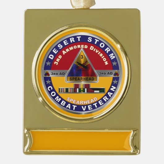 Armored Division Desert Storm Veteran Banner-Ornament Gold (Vorderseite)