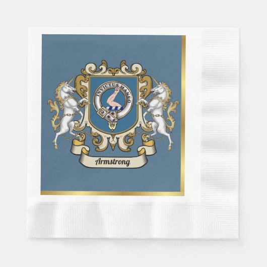 Armstrong Clan Abzeichen Blue Personalisiert Serviette (Vorderseite)