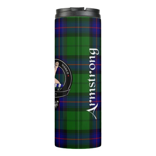 Armstrong Clan Abzeichen & Tartan Thermosbecher (Rückseite)