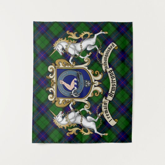Armstrong Clan Abzeichen & Tartan Wandteppich (Vorderseite)