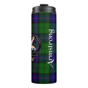 Armstrong-Clan-Abzeichen und Tartan Thermosbecher