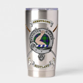 Armstrong Clan Badge Tartan & Swords Thermobecher (Vorderseite)