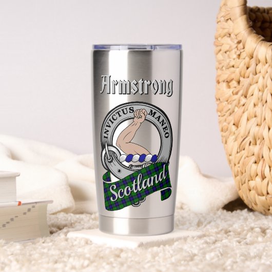 Armstrong Clan Badge & Tartan Thermobecher (Wohnzimmer (gedreht))