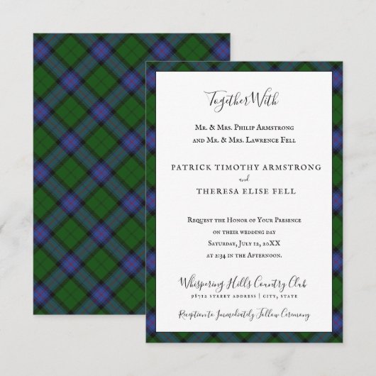 Armstrong-Clan-Tartan-Schottenkaro Einladung (Vorne/Hinten)