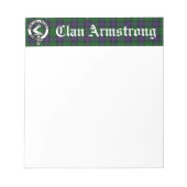 Armstrong Clan Wappen Abzeichen & Tartan Notepad Notizblock (Vorderseite)