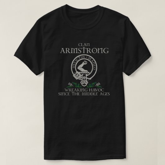 Armstrong Clan Wappen Schottischer Nachname Tartan T-Shirt (Design vorne)