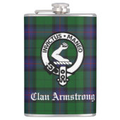Armstrong Crest Badge and Tartan Flachmann (Vorderseite)