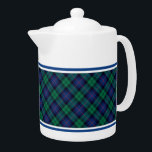 Armstrong Family Tartan Royal Blue und Green Karie<br><div class="desc">Teekanne mit dem Armstrong-Clan-Tartan-Muster. Traditionell Vintag schottisch kariert ab 1842 in Grün- und Blautönen mit schwarz-roten Akzenten. Passende Tasse und Teebecher stehen zur Verfügung.</div>