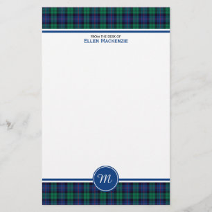 Armstrong Monogramm für die Familie Blau und grüne Briefpapier