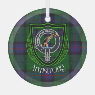 Armstrong-Schottischer-Clan-Tartan & -Wappen Ornament Aus Glas