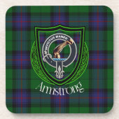 Armstrong Scottish Clan Tartan & Wappen Getränkeuntersetzer (Vorderseite)