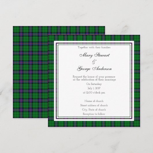 Armstrong Scottish Wedding Square Einladung (Vorne/Hinten)