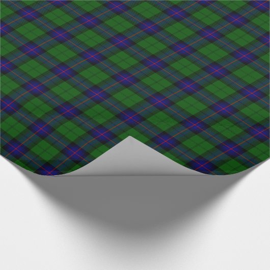 Armstrong Tartan blau und grün kariert Geschenkpapier (Ecke)