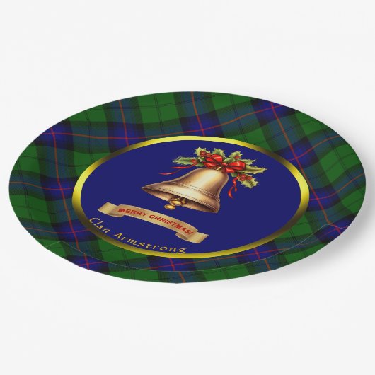 Armstrong Tartan Personalisiert Weihnachten Pappteller (Schrägansicht)