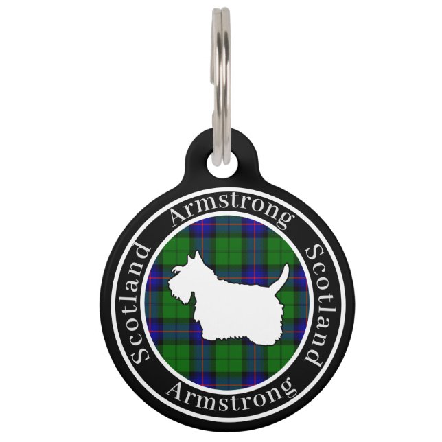 Armstrong Tartan & Scottie Dog Personalisiert Haustiermarke (Vorderseite)