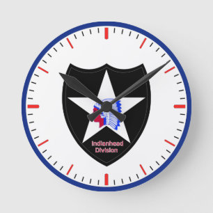 Army 2nd Infantry Division Runde Wanduhr