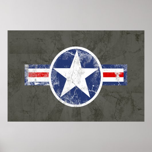Army Air Corps Vintag Star Red/White/Blue Grau Poster (Vorne)