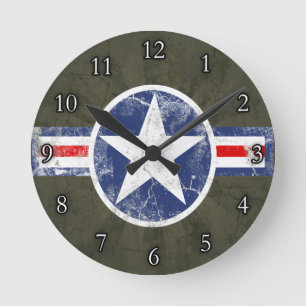 Army Air Corps Vintage Star Patriotisch Runde Wanduhr