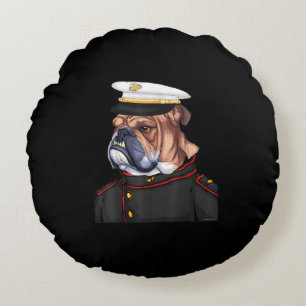 Army Bulldog Militärische bewaffnete Hunde Vater M Rundes Kissen