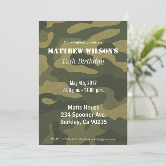 Army Camoflauge Einladung (Stehend Vorderseite)