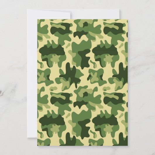 Army Camouflage Baby Shower Bingo Game Einladung (Rückseite)