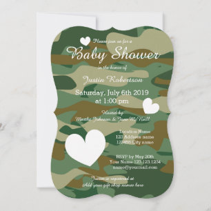 Army Camouflage Babydusche Einladungen mit niedlic