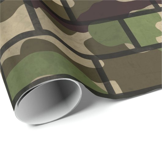 Army Camouflage Brick Wall Wrapping Paper Geschenkpapier (Rolleneckpunkt)