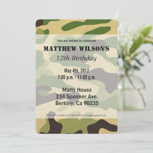 Army Camouflage Einladung (Stehend Vorderseite)