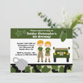Army Camouflage Soldier Kindergeburtstag Party Einladung (Stehend Vorderseite)