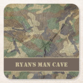 Army Camouflage Wood Texture Camouflage Green Man  Rechteckiger Pappuntersetzer (Vorderseite)