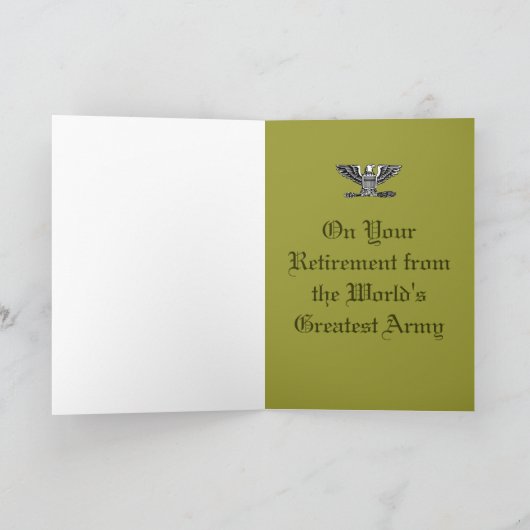 Army Colonel Retirement Card Karte (Innenseite)