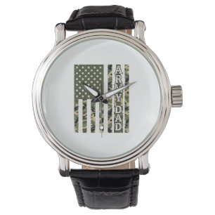 Army Dad Camo Amerikanische Flagge Vintage-Shirt D Armbanduhr