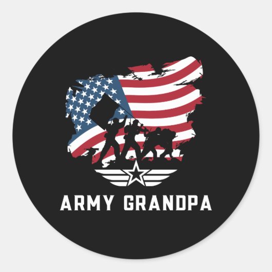 Army Grandpa Runder Aufkleber (Vorderseite)