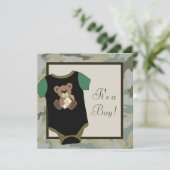 Army Green Camouflage Baby Boy Shower Einladungen (Stehend Vorderseite)