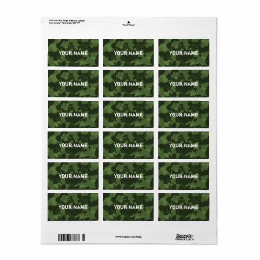 Army Green Camouflage Camouflage Pattern Adressaufkleber (Vorne)