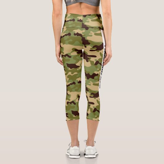Army Green Camouflage PERSONALIZE Capri Leggings (Rückseite)