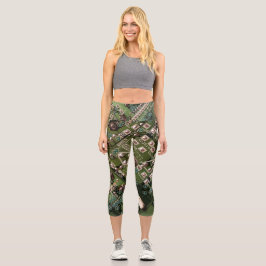 Army Green Circuit Board Camouflage High Waisted C Capri Leggings