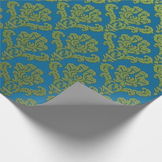 Army Green Damasks über Torques Geschenkpapier (Ecke)