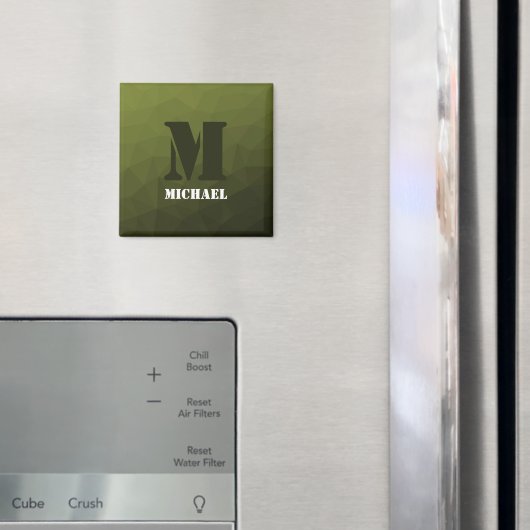 Army green dunkel geometrisch Maschenmuster Monogr Magnet (In Situ (Kühlschrank))