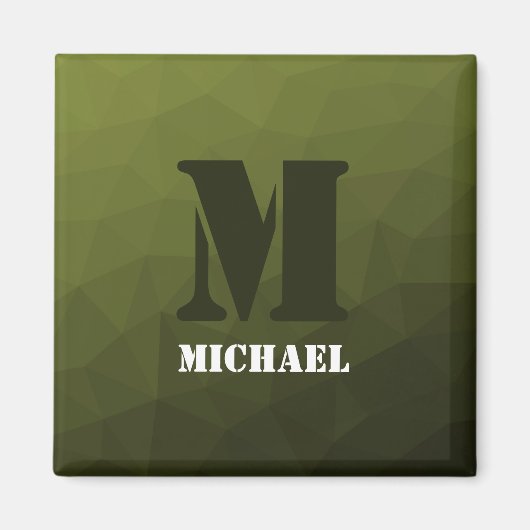 Army green dunkel geometrisch Maschenmuster Monogr Magnet (Vorne)