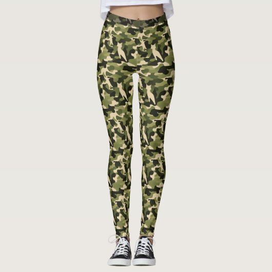 Army Green Feline Camouflage (Muster 1) Leggings (Vorderseite)