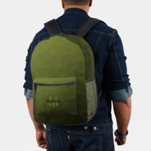 Army Green geometric mesh muster Monogram Bedruckter Rucksack