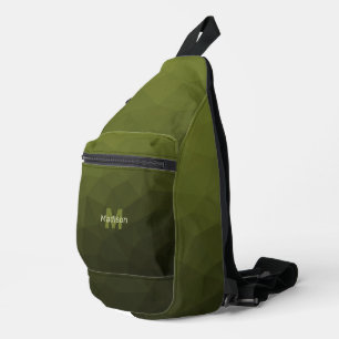 Army Green geometric mesh muster Monogram Crossbody Bag
