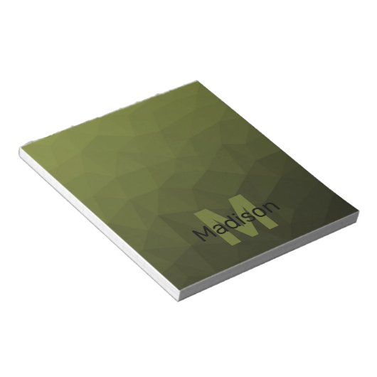 Army Green geometric mesh muster Monogram Notizblock (angewinkelt)