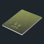 Army Green geometric mesh muster Monogram Notizblock<br><div class="desc">Monogram Personalisieren Sie Ihr Notebook-Büromaterial mit Ihrem individuellen Vor- und Namen. Dreieck geometrische Masche mit dunkelgrünen Ober-Farbverlauf der Armee.</div>