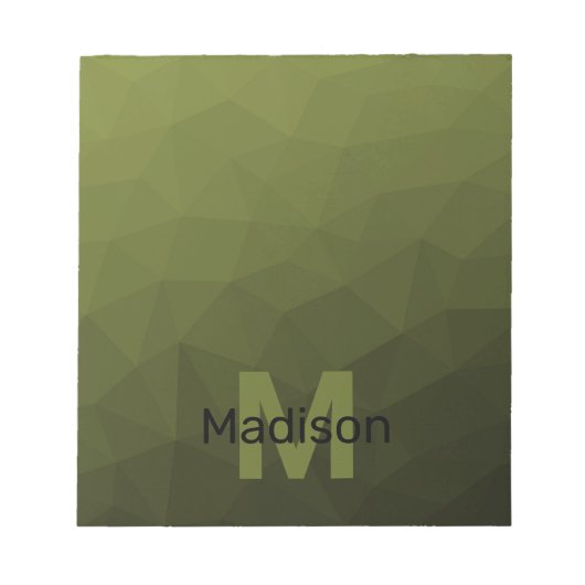 Army Green geometric mesh muster Monogram Notizblock (Vorderseite)