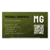 Army Green geometric mesh muster QR code Magnetische Visitenkarte (Vorderseite)