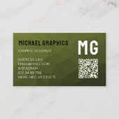 Army Green geometric mesh muster QR code Visitenkarte (Vorderseite)