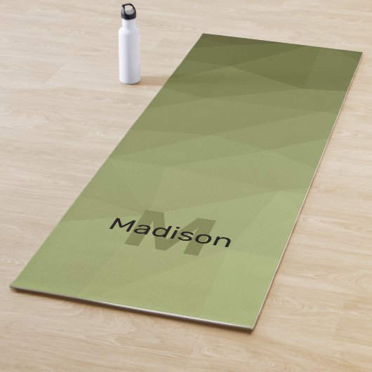Army Green geometric mesh ombre Muster Monogram Yogamatte (Beispiel)